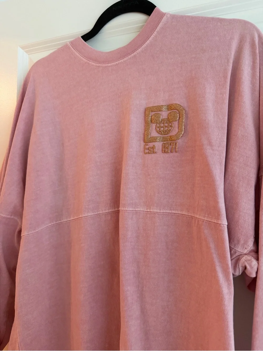 Disney Pink Long Sleeve Pullover Sweatshirt with Gold Logo - Picture 2 of 5